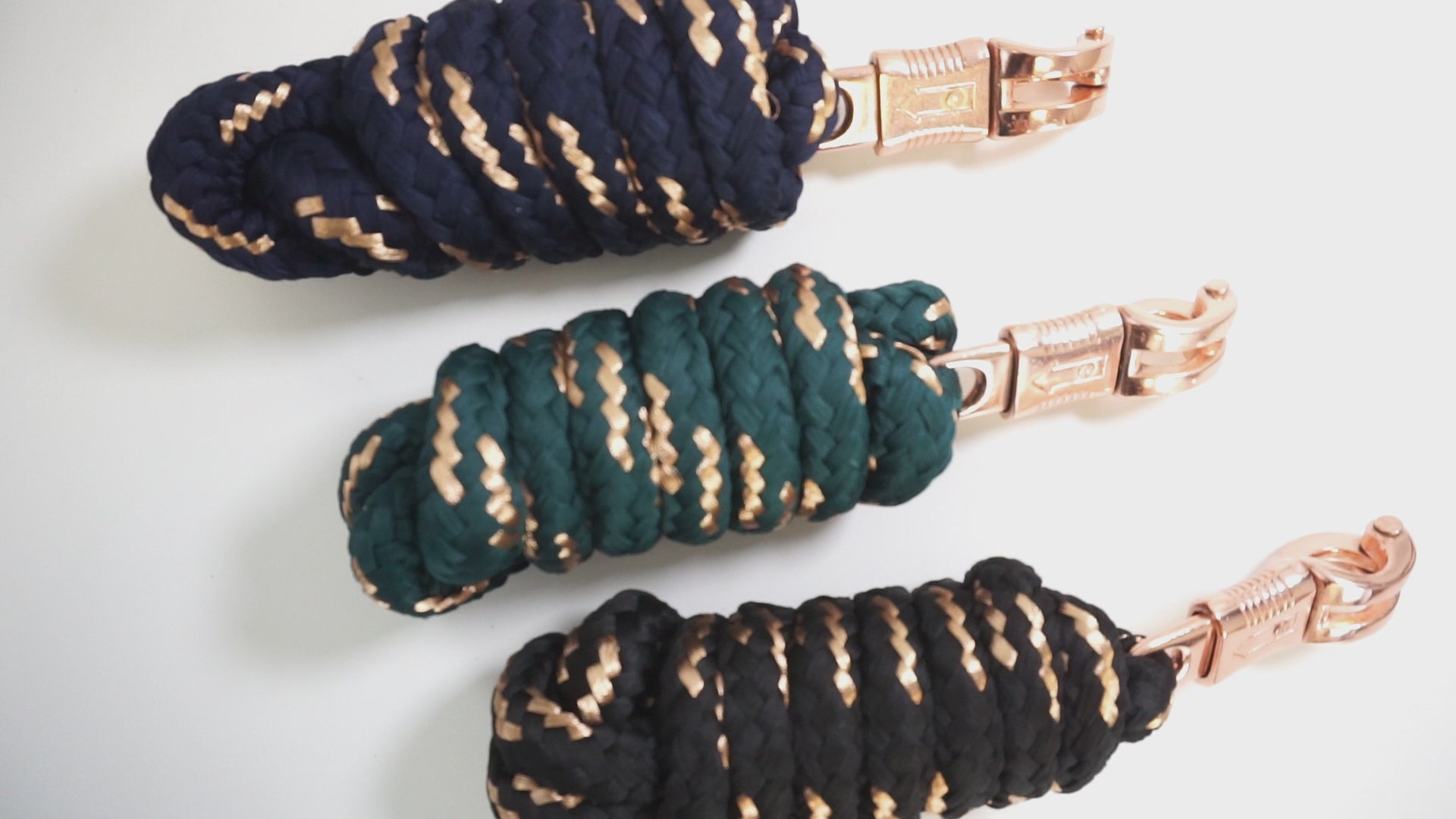 Führstrick mit Panikhaken rosegold, Länge 2m